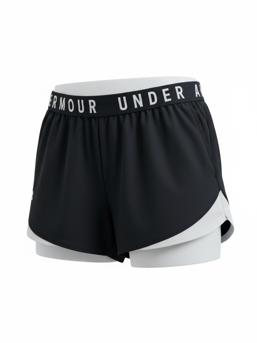 Under Armour Women's Black Athletic 2-in-1 Shorts with White Liner Size Medium